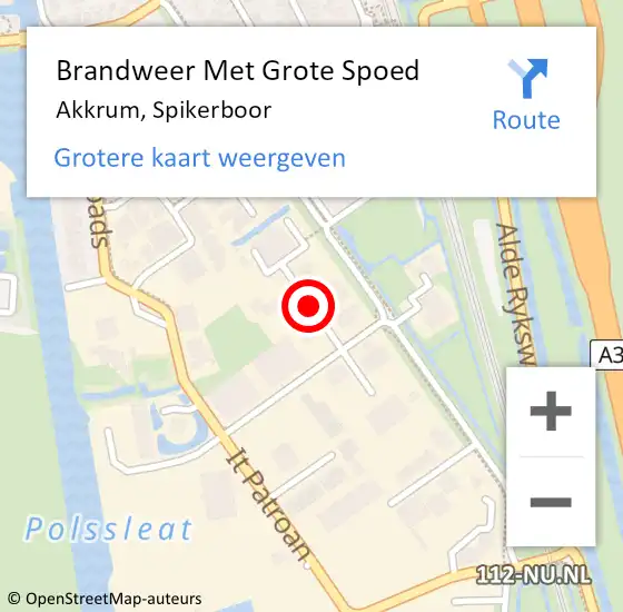 Locatie op kaart van de 112 melding: Brandweer Met Grote Spoed Naar Akkrum, Spikerboor op 18 april 2020 04:22