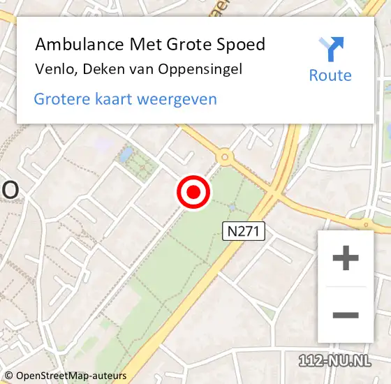 Locatie op kaart van de 112 melding: Ambulance Met Grote Spoed Naar Venlo, Deken Van Oppensingel op 18 april 2020 08:47