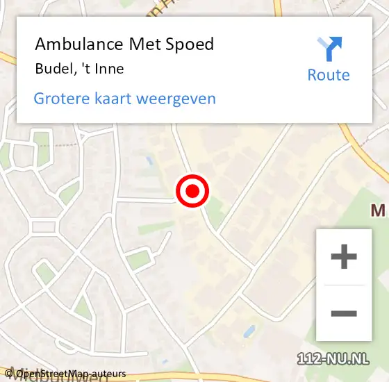 Locatie op kaart van de 112 melding: Ambulance Met Spoed Naar Budel, 't Inne op 18 april 2020 08:52