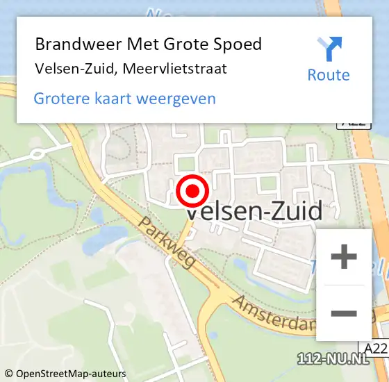 Locatie op kaart van de 112 melding: Brandweer Met Grote Spoed Naar Velsen-Zuid, Meervlietstraat op 18 april 2020 08:53