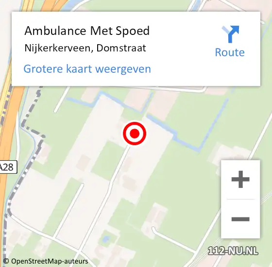 Locatie op kaart van de 112 melding: Ambulance Met Spoed Naar Nijkerkerveen, Domstraat op 18 april 2020 09:28