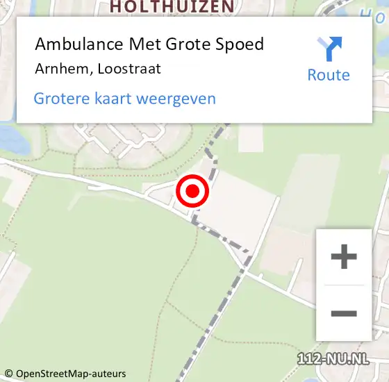Locatie op kaart van de 112 melding: Ambulance Met Grote Spoed Naar Arnhem, Loostraat op 4 mei 2014 11:22