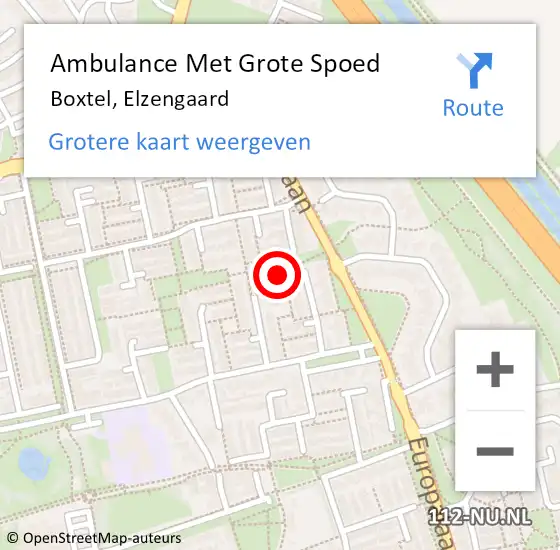 Locatie op kaart van de 112 melding: Ambulance Met Grote Spoed Naar Boxtel, Elzengaard op 18 april 2020 09:40