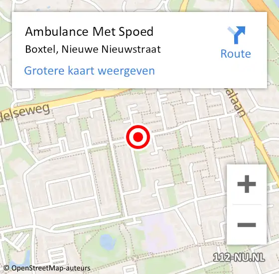 Locatie op kaart van de 112 melding: Ambulance Met Spoed Naar Boxtel, Nieuwe Nieuwstraat op 18 april 2020 11:28