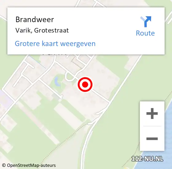 Locatie op kaart van de 112 melding: Brandweer Varik, Grotestraat op 18 april 2020 13:21