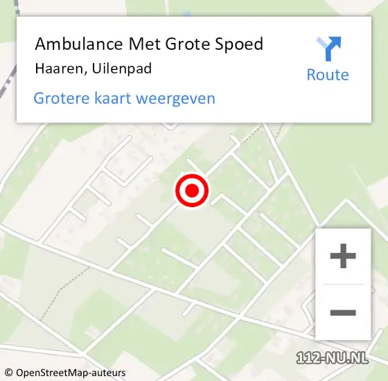 Locatie op kaart van de 112 melding: Ambulance Met Grote Spoed Naar Haaren, Uilenpad op 18 april 2020 13:21