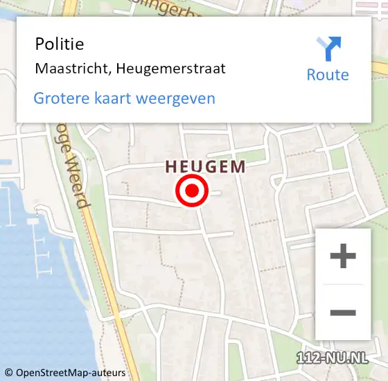 Locatie op kaart van de 112 melding: Politie Maastricht, Heugemerstraat op 18 april 2020 13:51