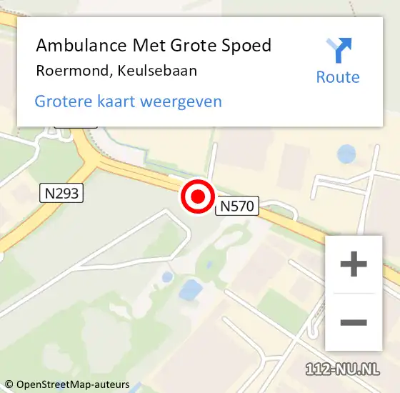 Locatie op kaart van de 112 melding: Ambulance Met Grote Spoed Naar Roermond, Keulsebaan op 18 april 2020 13:59