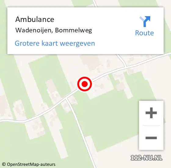 Locatie op kaart van de 112 melding: Ambulance Wadenoijen, Bommelweg op 18 april 2020 14:14
