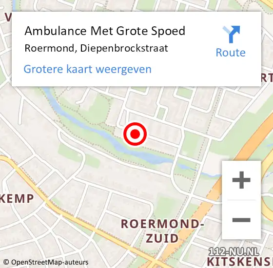 Locatie op kaart van de 112 melding: Ambulance Met Grote Spoed Naar Roermond, Diepenbrockstraat op 18 april 2020 15:23