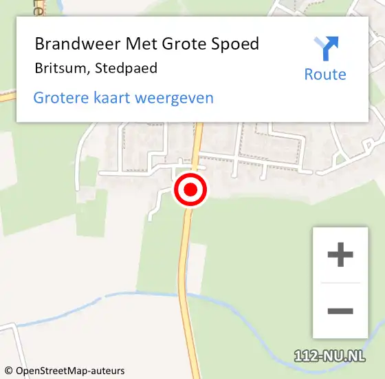 Locatie op kaart van de 112 melding: Brandweer Met Grote Spoed Naar Britsum, Stedpaed op 18 april 2020 15:37