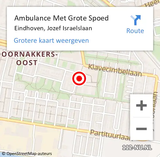 Locatie op kaart van de 112 melding: Ambulance Met Grote Spoed Naar Eindhoven, Jozef Israelslaan op 18 april 2020 16:48