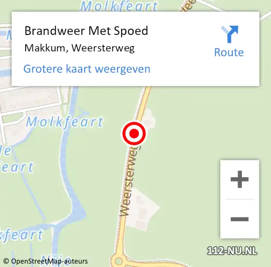 Locatie op kaart van de 112 melding: Brandweer Met Spoed Naar Makkum, Weersterweg op 18 april 2020 17:07