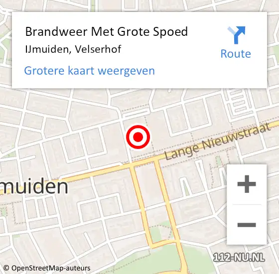 Locatie op kaart van de 112 melding: Brandweer Met Grote Spoed Naar IJmuiden, Velserhof op 18 april 2020 17:29