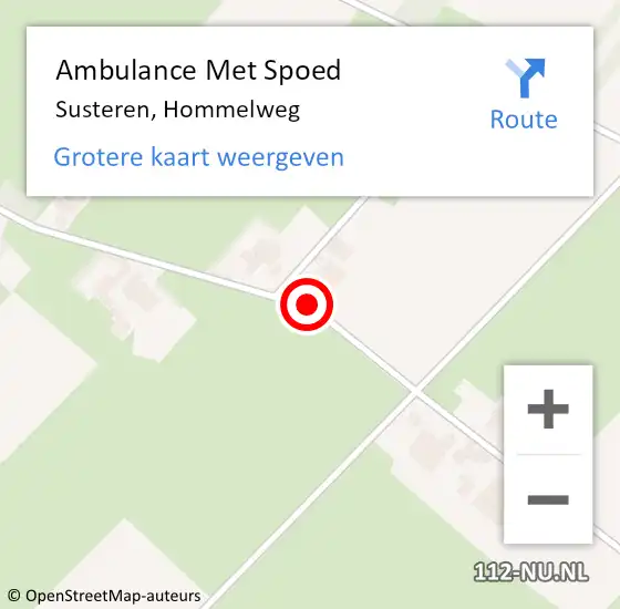 Locatie op kaart van de 112 melding: Ambulance Met Spoed Naar Susteren, Hommelweg op 18 april 2020 17:38