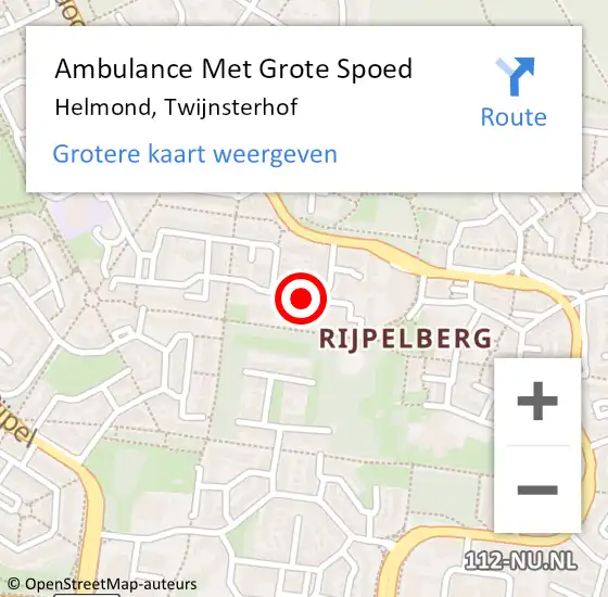 Locatie op kaart van de 112 melding: Ambulance Met Grote Spoed Naar Helmond, Twijnsterhof op 18 april 2020 17:48