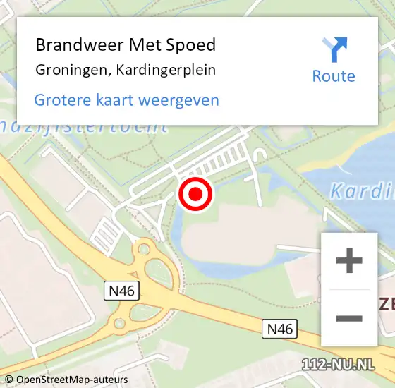 Locatie op kaart van de 112 melding: Brandweer Met Spoed Naar Groningen, Kardingerplein op 18 april 2020 18:23