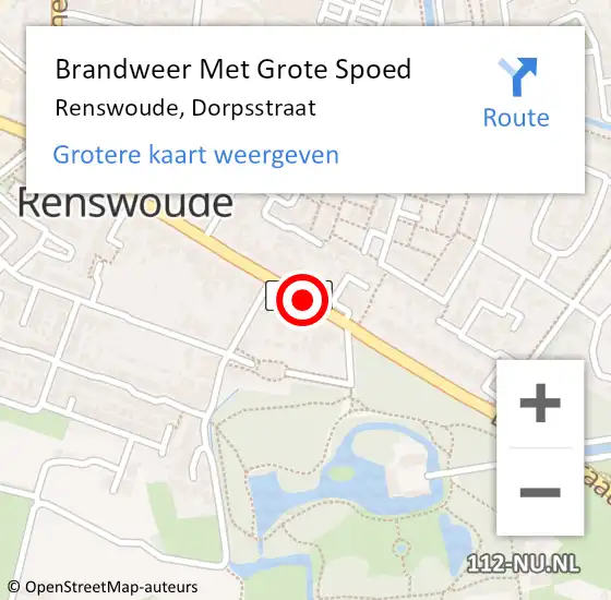 Locatie op kaart van de 112 melding: Brandweer Met Grote Spoed Naar Renswoude, Dorpsstraat op 18 april 2020 23:22