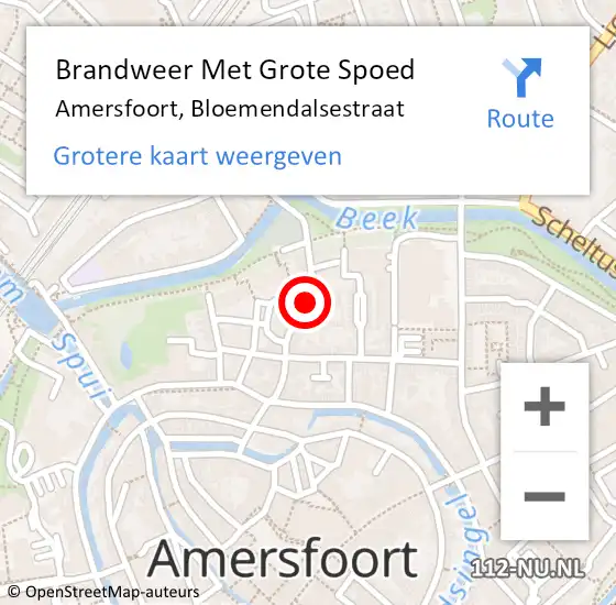 Locatie op kaart van de 112 melding: Brandweer Met Grote Spoed Naar Amersfoort, Bloemendalsestraat op 18 april 2020 23:42