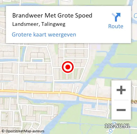 Locatie op kaart van de 112 melding: Brandweer Met Grote Spoed Naar Landsmeer, Talingweg op 19 april 2020 00:19