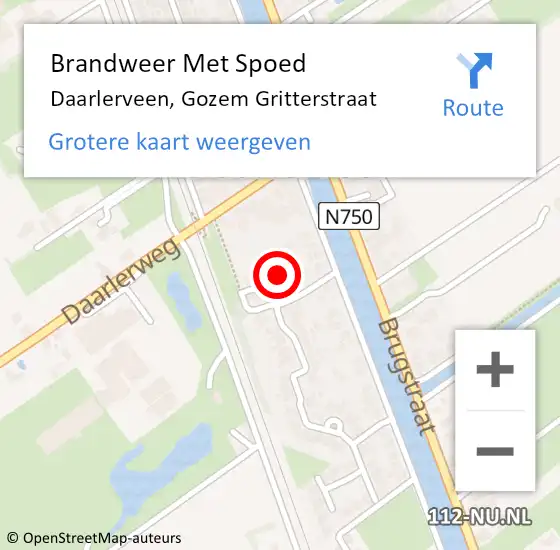 Locatie op kaart van de 112 melding: Brandweer Met Spoed Naar Daarlerveen, Gozem Gritterstraat op 4 mei 2014 12:36