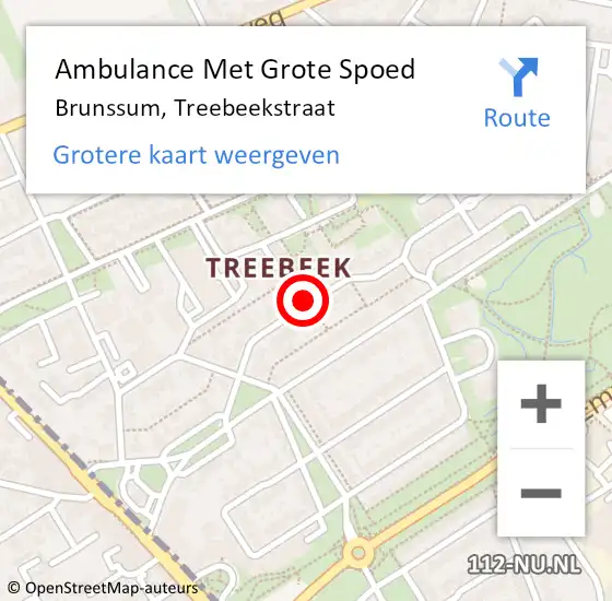 Locatie op kaart van de 112 melding: Ambulance Met Grote Spoed Naar Brunssum, Treebeekstraat op 19 april 2020 00:49