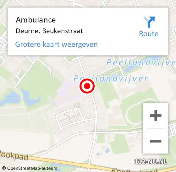 Locatie op kaart van de 112 melding: Ambulance Deurne, Beukenstraat op 19 april 2020 01:06