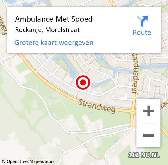 Locatie op kaart van de 112 melding: Ambulance Met Spoed Naar Rockanje, Morelstraat op 19 april 2020 01:21