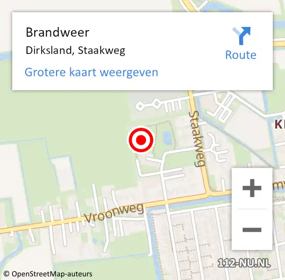 Locatie op kaart van de 112 melding: Brandweer Dirksland, Staakweg op 4 mei 2014 12:40