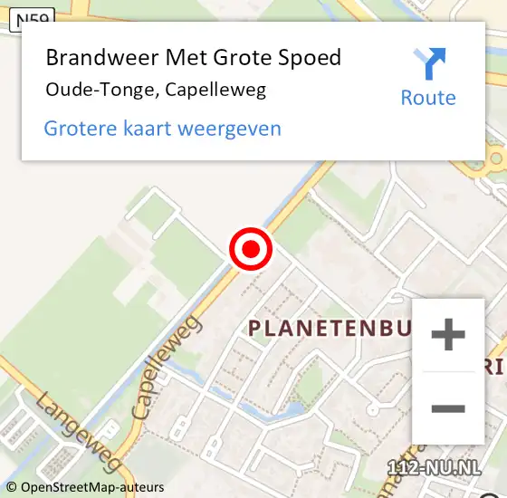 Locatie op kaart van de 112 melding: Brandweer Met Grote Spoed Naar Oude-Tonge, Capelleweg op 19 april 2020 04:07