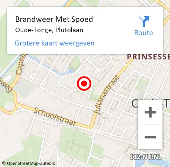 Locatie op kaart van de 112 melding: Brandweer Met Spoed Naar Oude-Tonge, Plutolaan op 19 april 2020 04:27