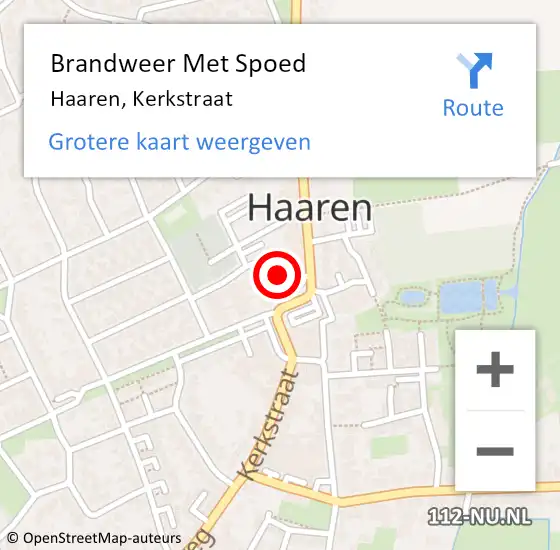 Locatie op kaart van de 112 melding: Brandweer Met Spoed Naar Haaren, Kerkstraat op 19 april 2020 10:26