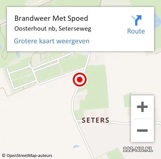 Locatie op kaart van de 112 melding: Brandweer Met Spoed Naar Oosterhout nb, Seterseweg op 19 april 2020 10:30