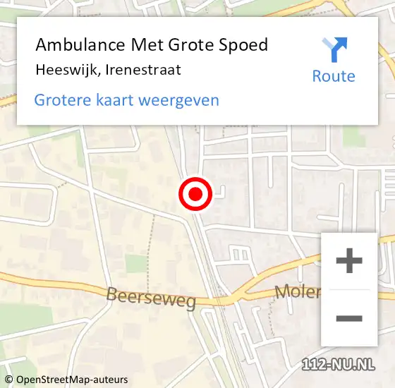 Locatie op kaart van de 112 melding: Ambulance Met Grote Spoed Naar Heeswijk, Irenestraat op 19 april 2020 10:56