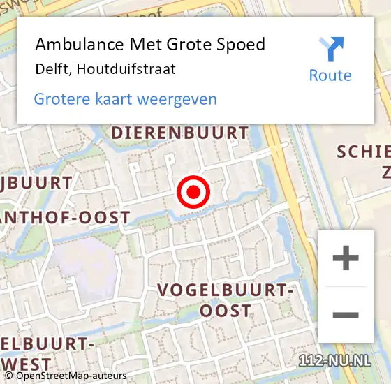 Locatie op kaart van de 112 melding: Ambulance Met Grote Spoed Naar Delft, Houtduifstraat op 19 april 2020 11:01