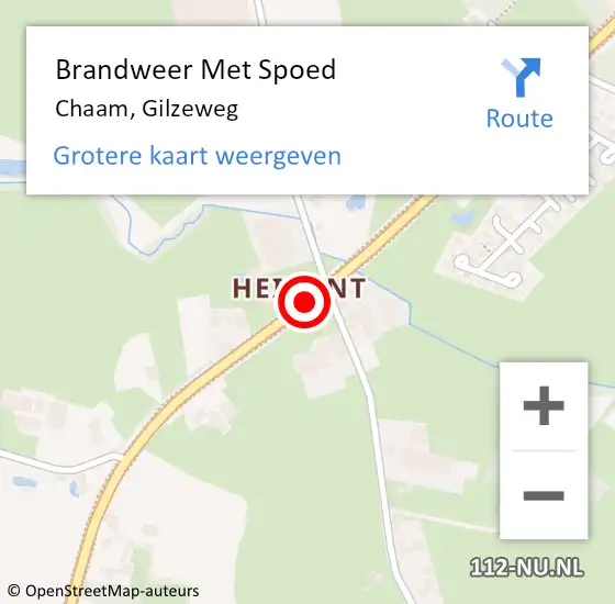 Locatie op kaart van de 112 melding: Brandweer Met Spoed Naar Chaam, Gilzeweg op 19 april 2020 11:40