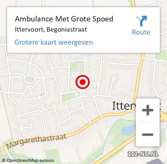 Locatie op kaart van de 112 melding: Ambulance Met Grote Spoed Naar Ittervoort, Begoniastraat op 19 april 2020 12:32
