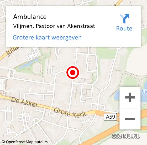 Locatie op kaart van de 112 melding: Ambulance Vlijmen, Pastoor van Akenstraat op 19 april 2020 14:23