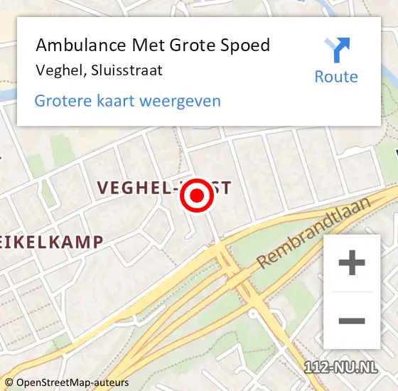 Locatie op kaart van de 112 melding: Ambulance Met Grote Spoed Naar Veghel, Sluisstraat op 19 april 2020 14:37