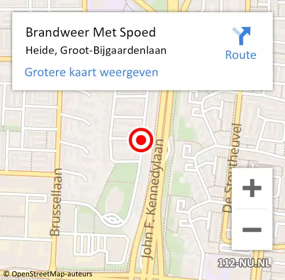 Locatie op kaart van de 112 melding: Brandweer Met Spoed Naar Heide, Groot-Bijgaardenlaan op 19 april 2020 14:49