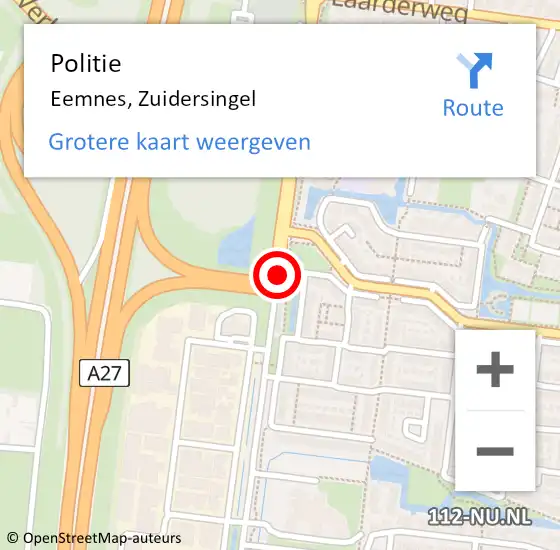 Locatie op kaart van de 112 melding: Politie Eemnes, Zuidersingel op 19 april 2020 15:52