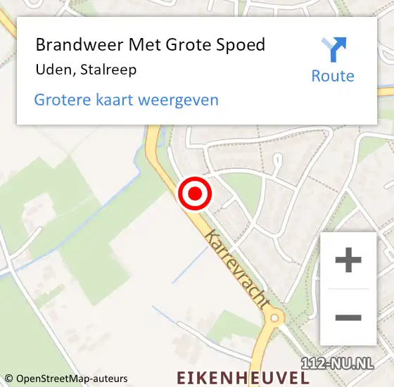 Locatie op kaart van de 112 melding: Brandweer Met Grote Spoed Naar Uden, Stalreep op 19 april 2020 16:41