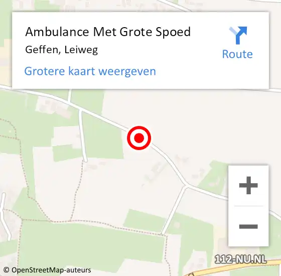 Locatie op kaart van de 112 melding: Ambulance Met Grote Spoed Naar Geffen, Leiweg op 19 april 2020 17:00