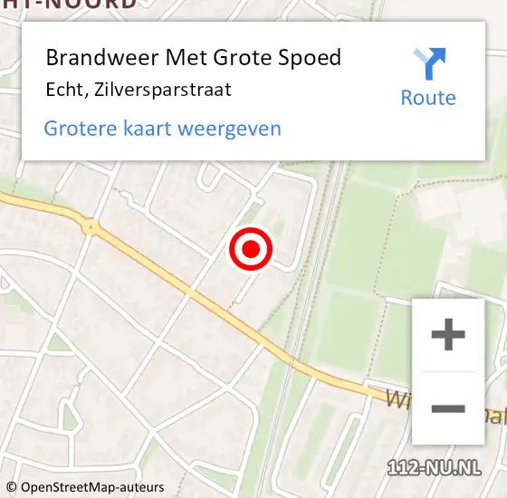 Locatie op kaart van de 112 melding: Brandweer Met Grote Spoed Naar Echt, Zilversparstraat op 19 april 2020 17:57