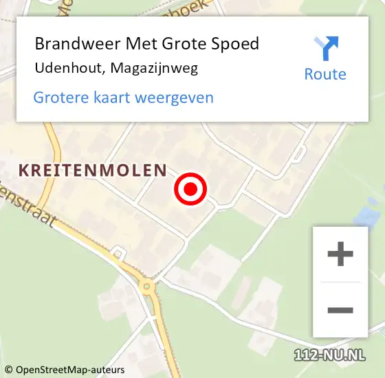 Locatie op kaart van de 112 melding: Brandweer Met Grote Spoed Naar Udenhout, Magazijnweg op 19 april 2020 19:29