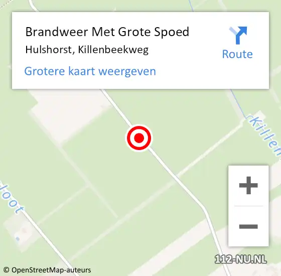 Locatie op kaart van de 112 melding: Brandweer Met Grote Spoed Naar Hulshorst, Killenbeekweg op 19 april 2020 19:51