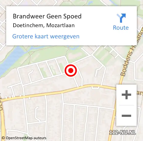 Locatie op kaart van de 112 melding: Brandweer Geen Spoed Naar Doetinchem, Mozartlaan op 19 april 2020 20:39