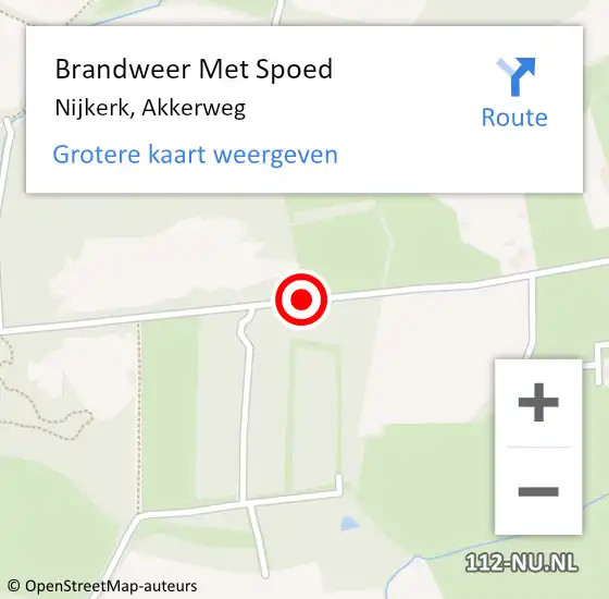 Locatie op kaart van de 112 melding: Brandweer Met Spoed Naar Nijkerk, Akkerweg op 19 april 2020 20:49