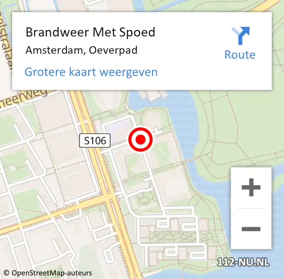 Locatie op kaart van de 112 melding: Brandweer Met Spoed Naar Amsterdam, Oeverpad op 19 april 2020 22:37
