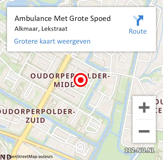 Locatie op kaart van de 112 melding: Ambulance Met Grote Spoed Naar Alkmaar, Lekstraat op 19 april 2020 23:19